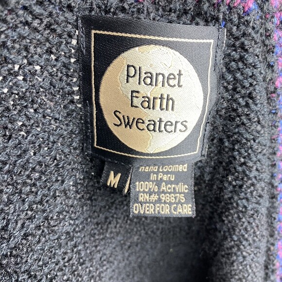VTG Planet Earth Imports Sweater Long Knit Medium Black Hippie Boho Penny Lane - Picture 6 of 6